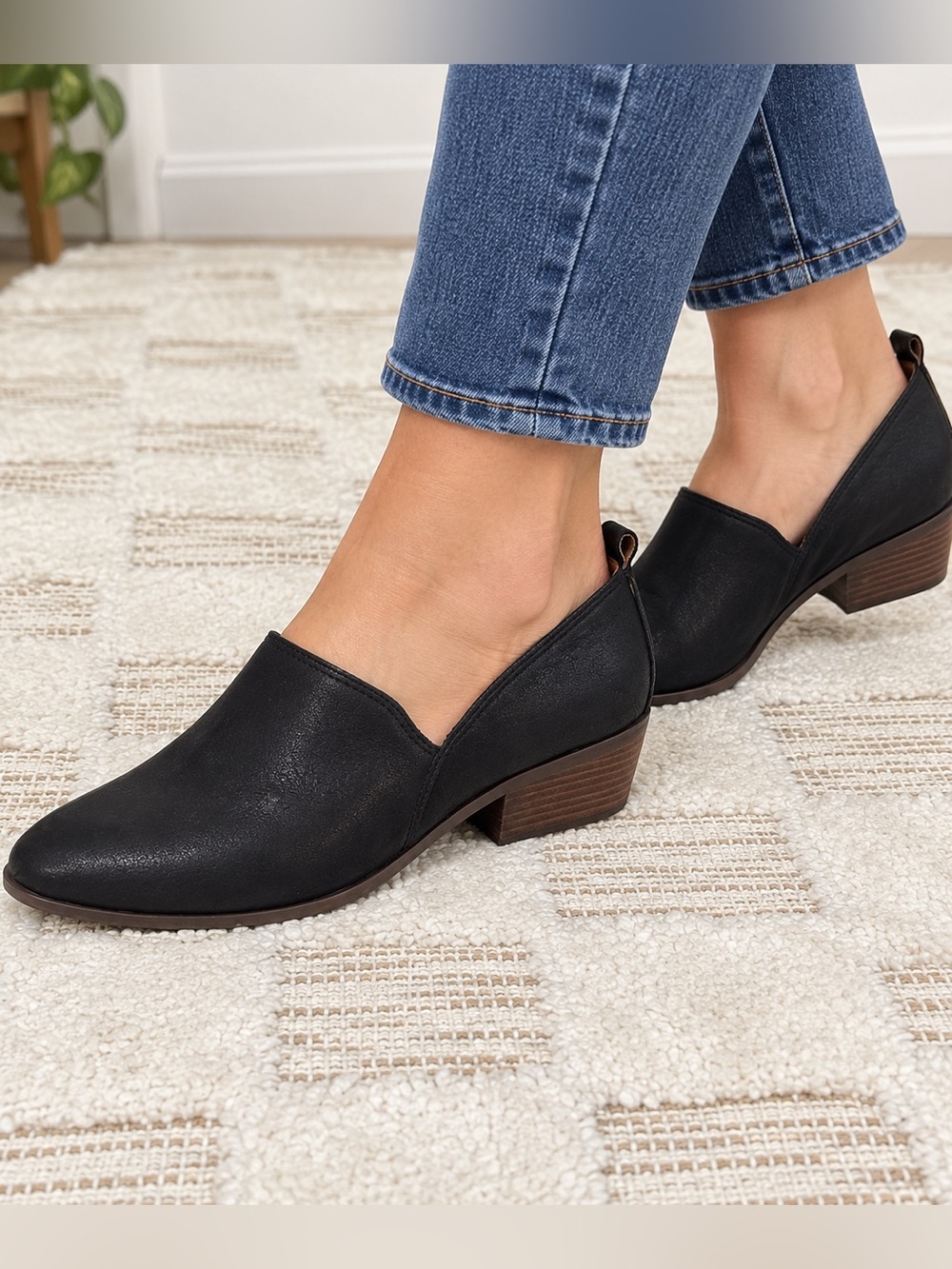 Lucky Brand Black Leather Slingback Block Heel Shoes NWOT Size 10